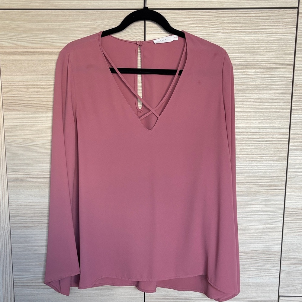 Lush Mauve V-Neck Blouse